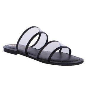 NWT BC Footwear Black Clear Nectar Slide Sandals